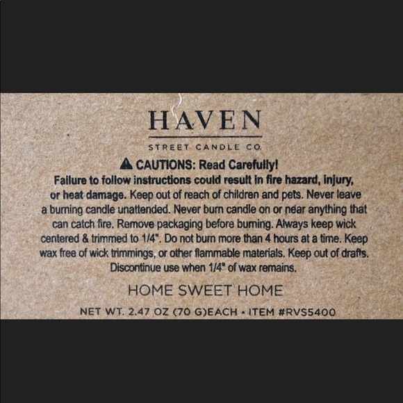 HAVEN STREET CANDLE HOME SWEET HOME VOTIVE CANDLES - Picture 5 of 5